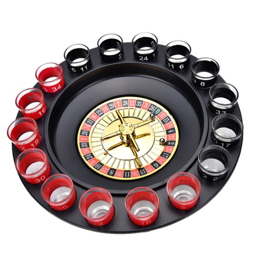 Set Roulette Russa Drinking Con Bicchierini In Vetro 8 Rossi E 8 Neri Mod: MB-34 Set Roulette Russa Drinking Con Bicchierini In Vetro 8 Rossi E 8 Neri Mod: MB-34
